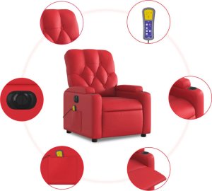 vidaXL Rozkładany fotel masujący elektryczny czerwony 7