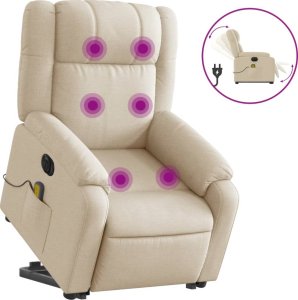 vidaXL Podnoszony fotel masujący, elektryczny, rozkładany, kremowy 2