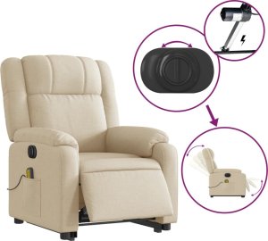 vidaXL Podnoszony fotel masujący, elektryczny, rozkładany, kremowy 5