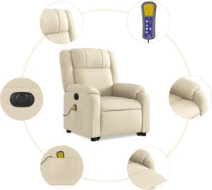 vidaXL Podnoszony fotel masujący, elektryczny, rozkładany, kremowy 7