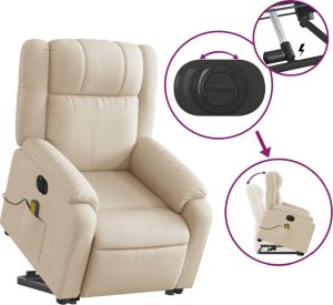 vidaXL Podnoszony fotel masujący, elektryczny, rozkładany, kremowy 10