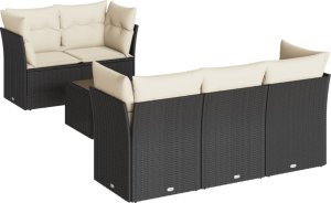 vidaXL 7-cz. zestaw wypoczynkowy do ogrodu, z poduszkami, czarny 2