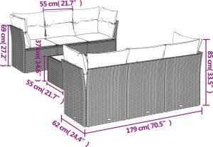 vidaXL 7-cz. zestaw wypoczynkowy do ogrodu, z poduszkami, czarny 3
