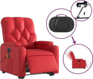 vidaXL Rozkładany fotel pionizujący z masażem, elektryczny, czerwony 5
