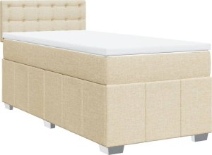 vidaXL Łóżko kontynentalne z materacem, kremowe, tkanina, 90x200 cm 2