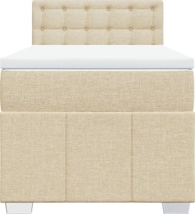 vidaXL Łóżko kontynentalne z materacem, kremowe, tkanina, 90x200 cm 4