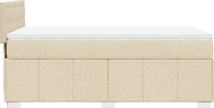 vidaXL Łóżko kontynentalne z materacem, kremowe, tkanina, 90x200 cm 5