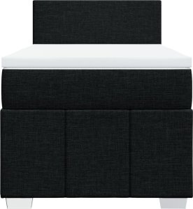 vidaXL Łóżko kontynentalne z materacem, czarne, tkanina, 100x200 cm 4