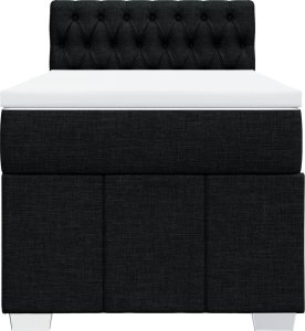 vidaXL Łóżko kontynentalne z materacem, czarne, tkanina, 80x200 cm 6