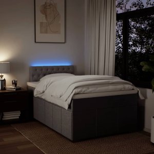 vidaXL Łóżko kontynentalne z materacem, taupe, 120x190 cm, tkanina 4