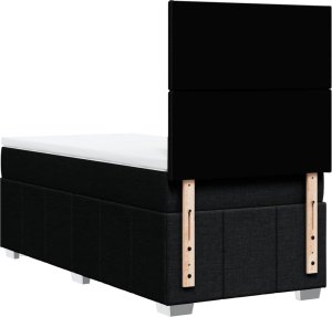 vidaXL Łóżko kontynentalne z materacem, czarne, tkanina, 80x200 cm 6