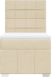 vidaXL Łóżko kontynentalne z materacem, kremowe, tkanina, 80x200 cm 4