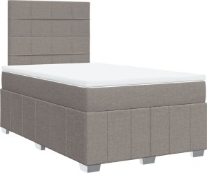 vidaXL Łóżko kontynentalne z materacem, taupe, 120x190 cm, tkanina 2
