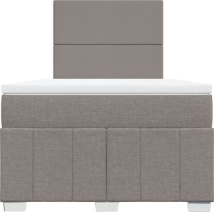 vidaXL Łóżko kontynentalne z materacem, taupe, 120x190 cm, tkanina 4