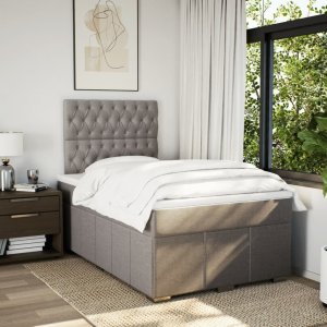 vidaXL Łóżko kontynentalne z materacem, taupe, 120x190 cm, tkanina 3