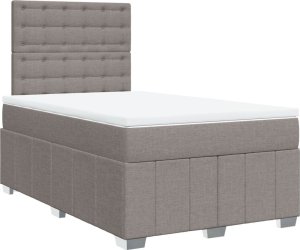 vidaXL Łóżko kontynentalne z materacem, taupe, 120x190 cm, tkanina 2