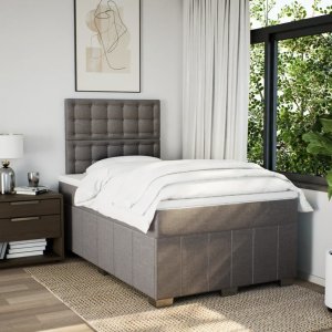 vidaXL Łóżko kontynentalne z materacem, taupe, 120x190 cm, tkanina 3