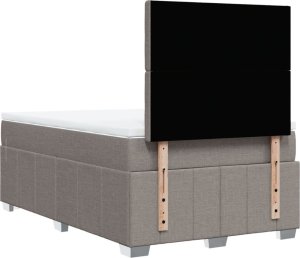 vidaXL Łóżko kontynentalne z materacem, taupe, 120x190 cm, tkanina 6