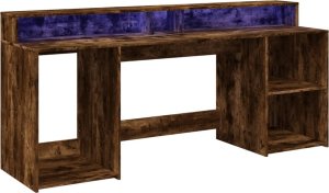 vidaXL Biurko z podświetleniem LED, przydymiony dąb, 200x55x91 cm 3