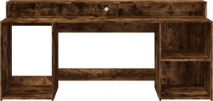 vidaXL Biurko z podświetleniem LED, przydymiony dąb, 200x55x91 cm 6