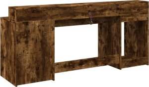 vidaXL Biurko z podświetleniem LED, przydymiony dąb, 200x55x91 cm 8