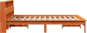 vidaXL Rama łóżka bez materaca, woskowy brąz, 135x190 cm, lita sosna 5