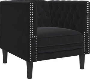 vidaXL Fotel Chesterfield, czarny, tapicerowany aksamitem 2