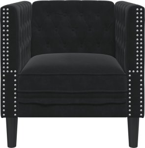 vidaXL Fotel Chesterfield, czarny, tapicerowany aksamitem 4