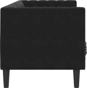 vidaXL Sofa Chesterfield z wałkami, trzyosobowa, czarna, aksamit 5