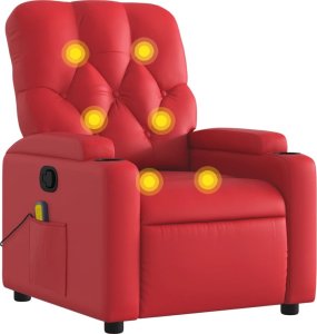 vidaXL Rozkładany fotel masujący, czerwony, sztuczna skóra 2