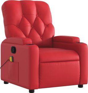 vidaXL Rozkładany fotel masujący, czerwony, sztuczna skóra 3