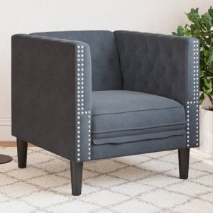 vidaXL Fotel Chesterfield, ciemnoszary, tapicerowany aksamitem 1