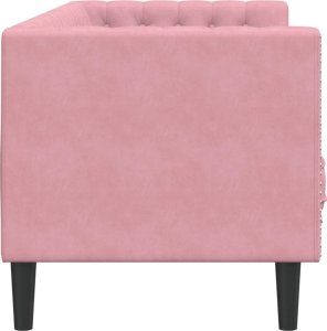 vidaXL Sofa Chesterfield z wałkami, trzyosobowa, różowa, aksamit 5