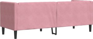 vidaXL Sofa Chesterfield z wałkami, trzyosobowa, różowa, aksamit 6
