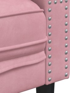 vidaXL Sofa Chesterfield z wałkami, trzyosobowa, różowa, aksamit 7