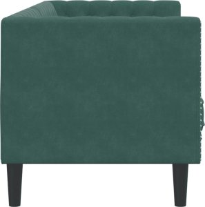 vidaXL Sofa Chesterfield z wałkami, 3-osobowa, ciemnozielona, aksamit 5