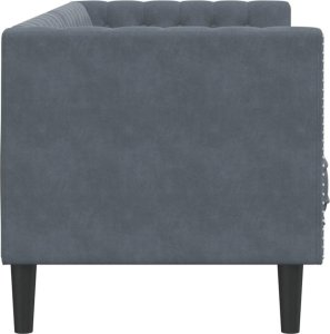 vidaXL Sofa Chesterfield z wałkami, trzyosobowa, ciemnoszara, aksamit 5