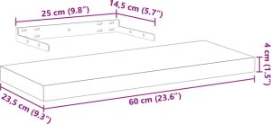 vidaXL Półka, 60x23,5x4 cm, materiał drewnopochodny 9