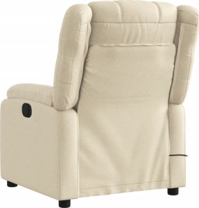 vidaXL Rozkładany fotel masujący, kremowy, obity tkaniną 4