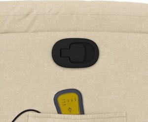 vidaXL Rozkładany fotel masujący, kremowy, obity tkaniną 10