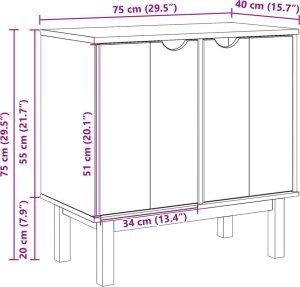 vidaXL Szafka do przedpokoju OTTA, 75x40x75 cm, lite drewno sosnowe 9