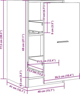 vidaXL Szafka apteczna, biała, 40x41x77,5 cm 9