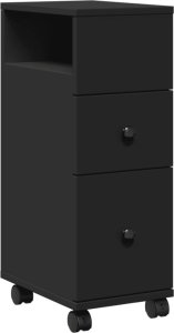 vidaXL Wąska szafka łazienkowa na kółkach, czarna 2