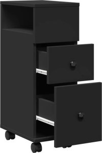 vidaXL Wąska szafka łazienkowa na kółkach, czarna 7