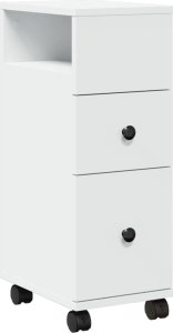 vidaXL Wąska szafka łazienkowa na kółkach, biała 2