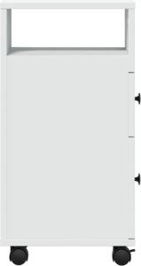 vidaXL Wąska szafka łazienkowa na kółkach, biała 5