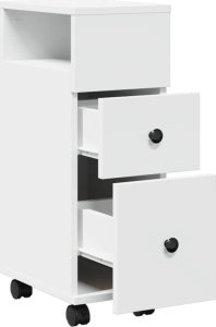 vidaXL Wąska szafka łazienkowa na kółkach, biała 7