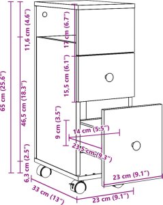 vidaXL Wąska szafka łazienkowa na kółkach, biała 9