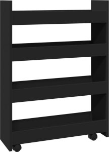 vidaXL Wąski wózek pomocniczy, 4-poziomowy, czarny 6