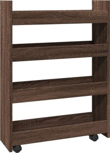 vidaXL Wąski wózek pomocniczy, 4-poziomowy, brązowy dąb 2